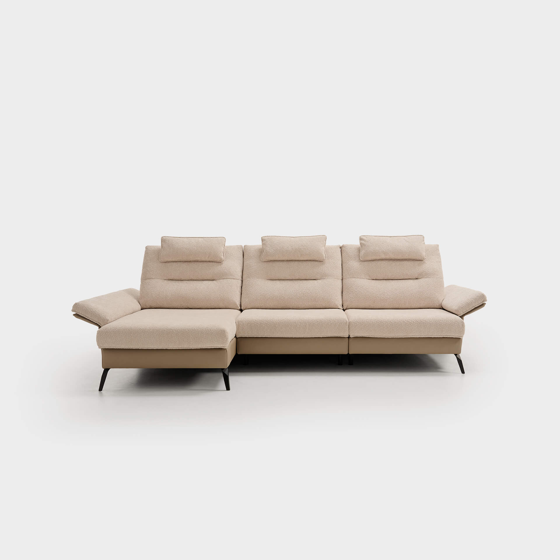 ACOMODEL canapea extensibilă cu colțar Leo | textil | Bej | 377x104x159 cm