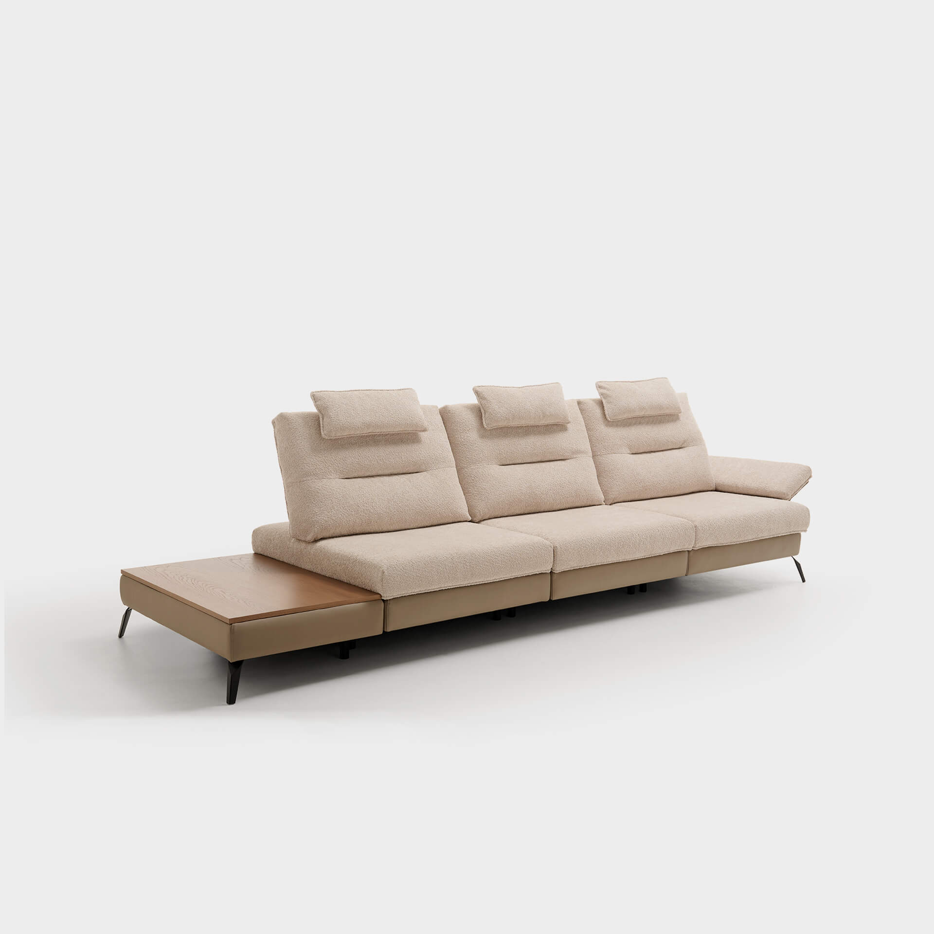 ACOMODEL canapea extensibilă cu colțar Leo | textil | Bej | 377x104x159 cm