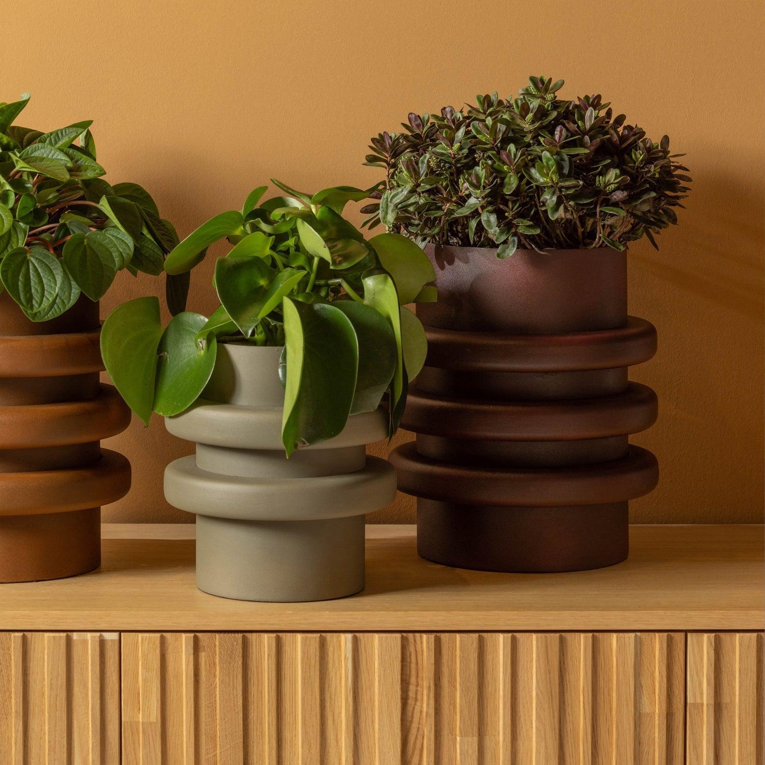 MALIN RIBBED VASE ALUMINUM SPONGE 23xO21CM - PARIS14A.RO