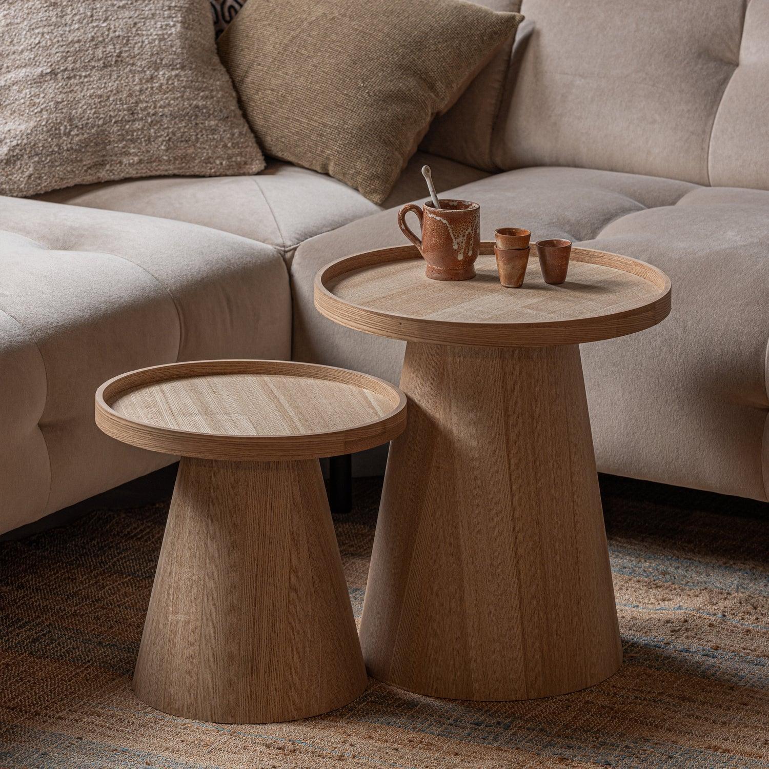 MAUD SIDE TABLE CONICAL WOOD NATURAL 38xO39CM - PARIS14A.RO