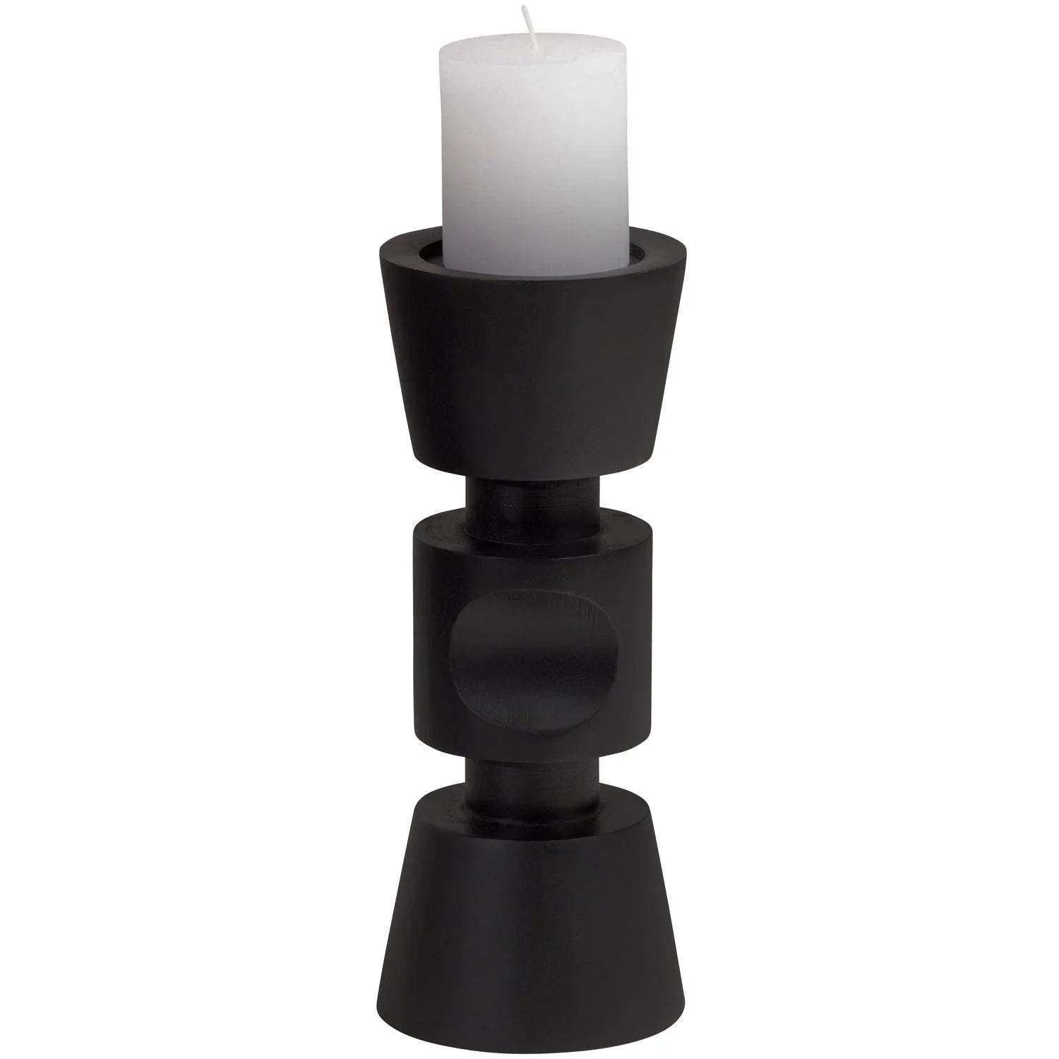 MIDI CANDLEHOLDER MANGO WOOD BLACK 29CM - PARIS14A.RO