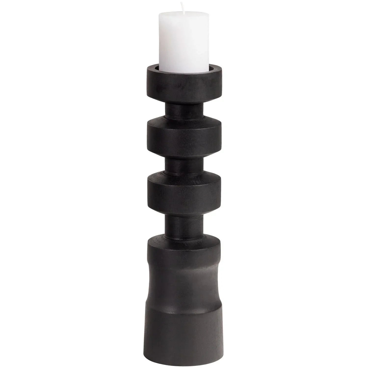 MIDI CANDLEHOLDER MANGO WOOD BLACK 41CM - PARIS14A.RO