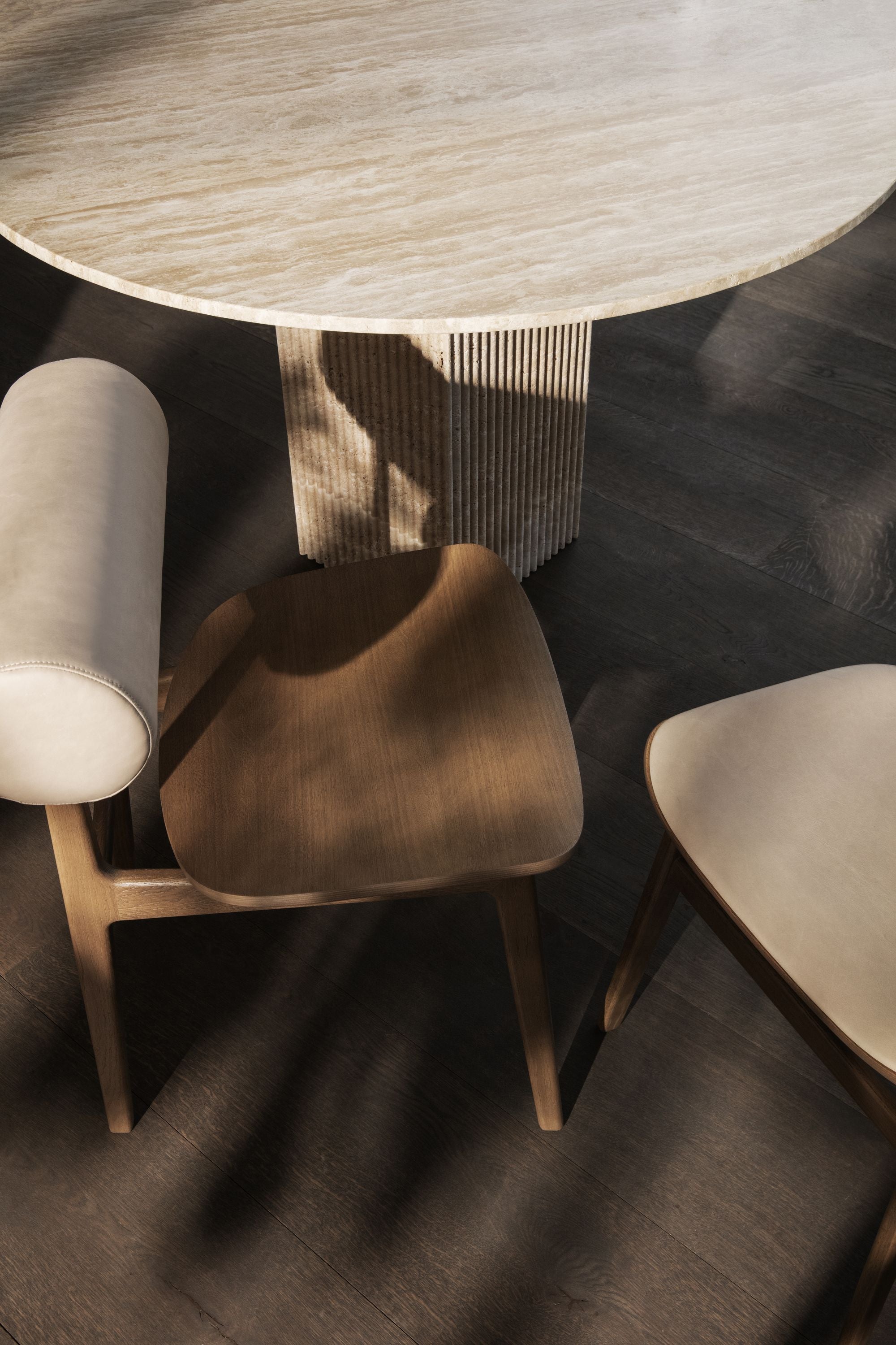 NORR11 masa dining SoHo Ø120 cm | travertin | Ø120xh74 cm