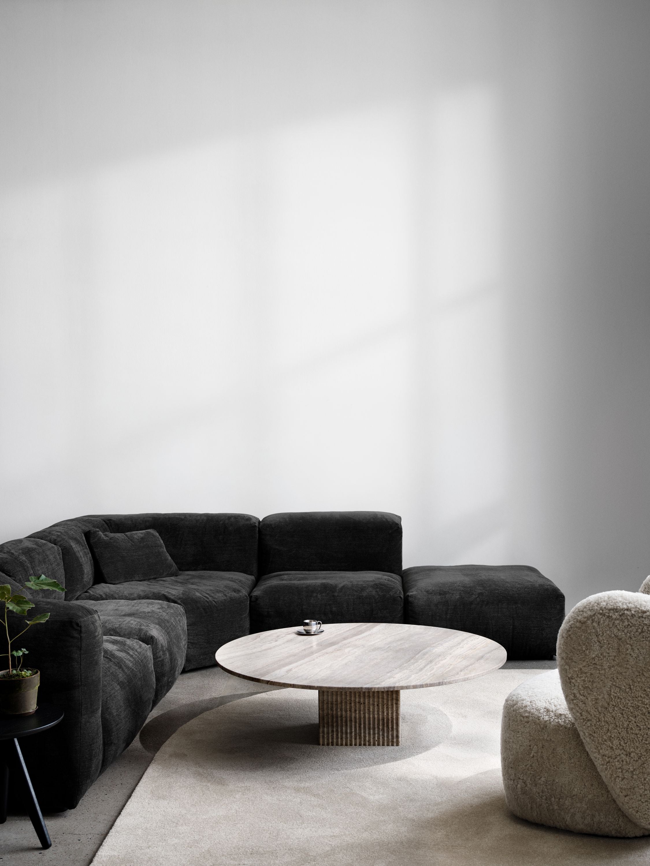 NORR11 masuta cafea SoHo Ø120 cm | travertin | Ø120xh35 cm