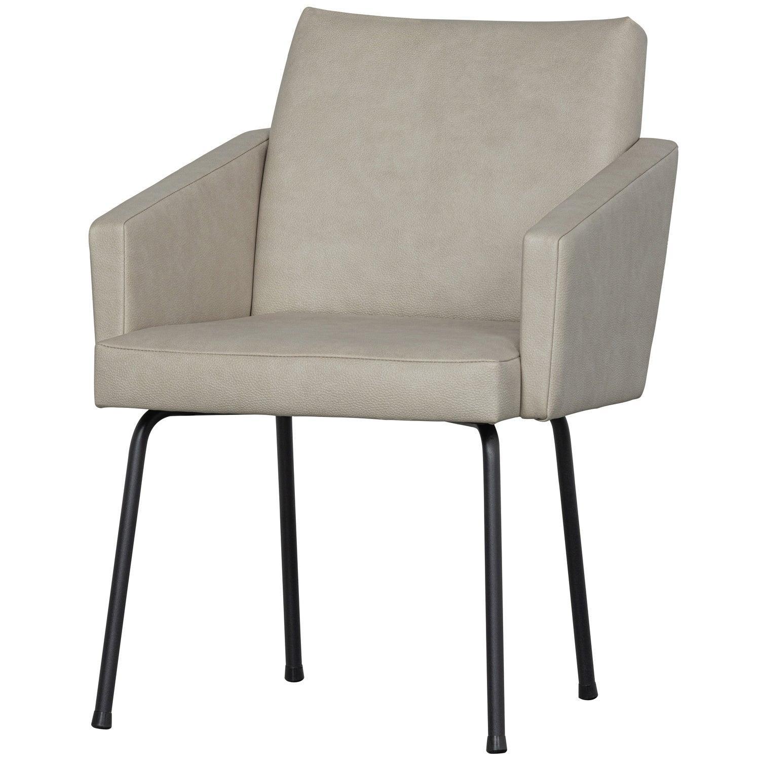 MOUNT DINING CHAIR WITH ARMREST LEATHERLOOK NATURAL - PARIS14A.RO