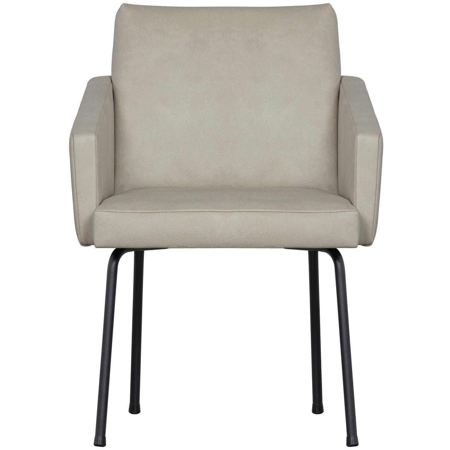 MOUNT DINING CHAIR WITH ARMREST LEATHERLOOK NATURAL - PARIS14A.RO