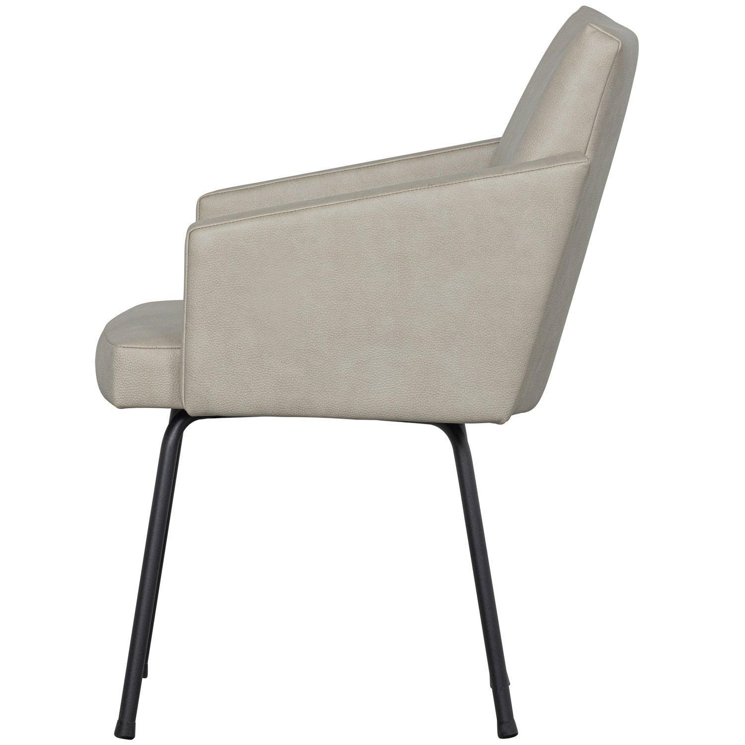 MOUNT DINING CHAIR WITH ARMREST LEATHERLOOK NATURAL - PARIS14A.RO