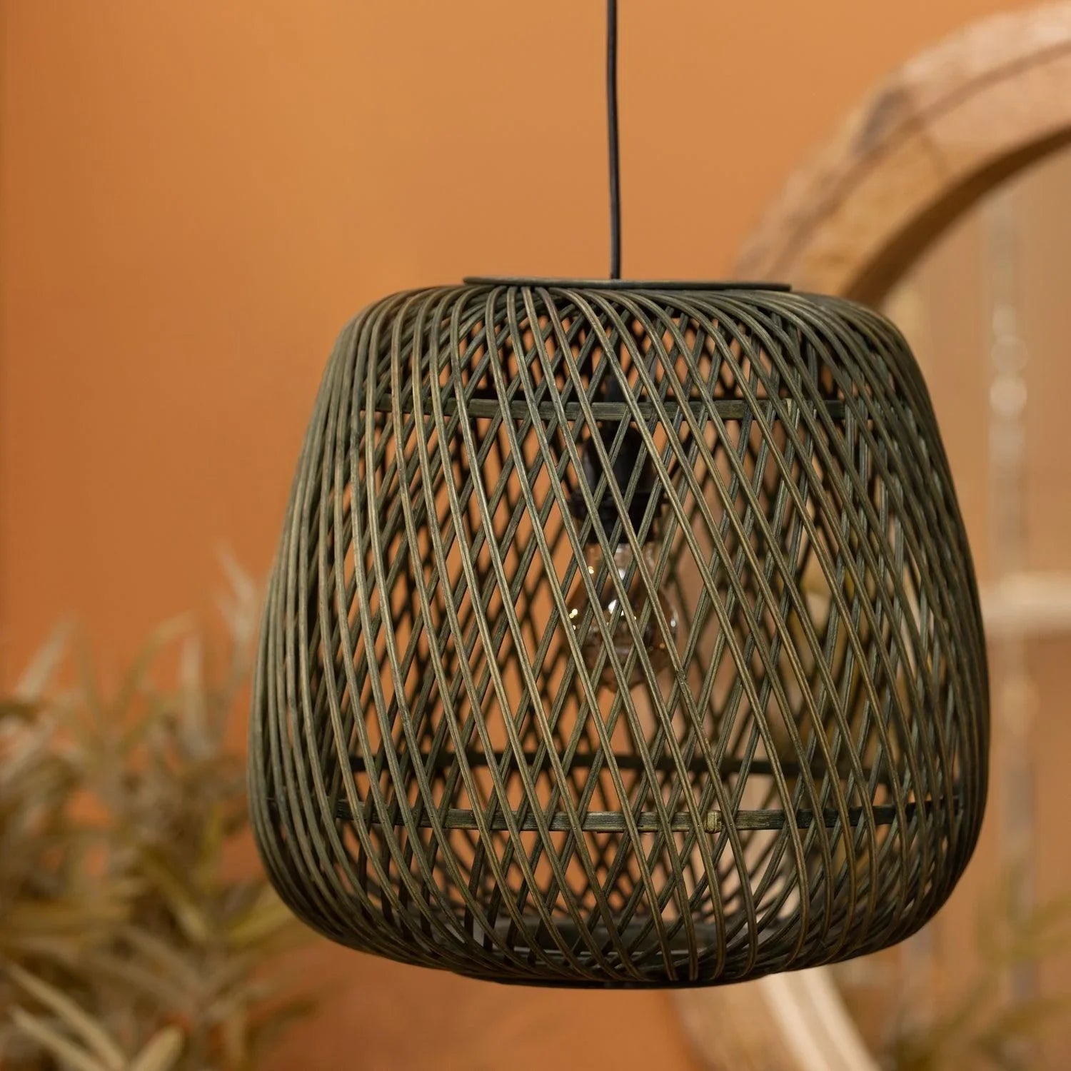 MOZA HANGING LAMP BAMBOO GREEN 36x36CM - PARIS14A.RO