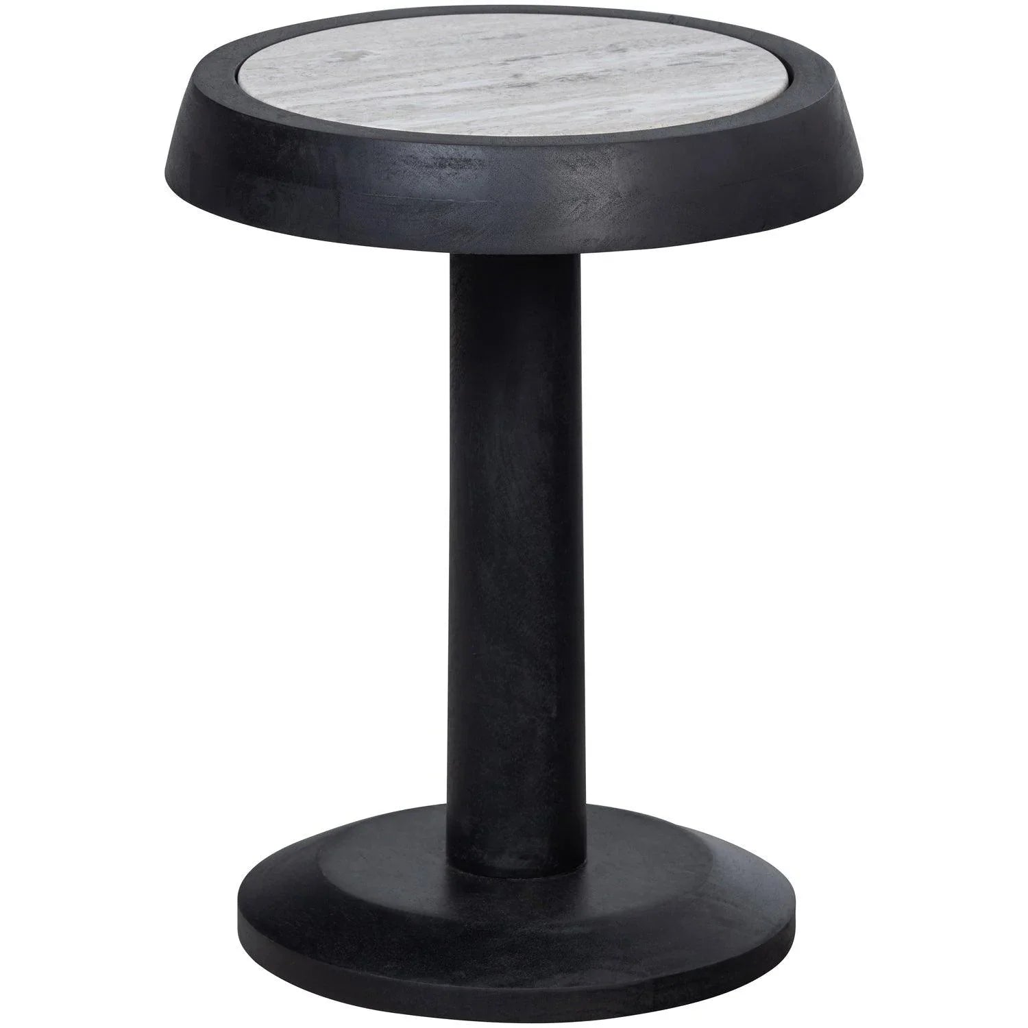 NANNE SIDETABLE MANGO WOOD BLACK WITH MARBLE TOP - PARIS14A.RO