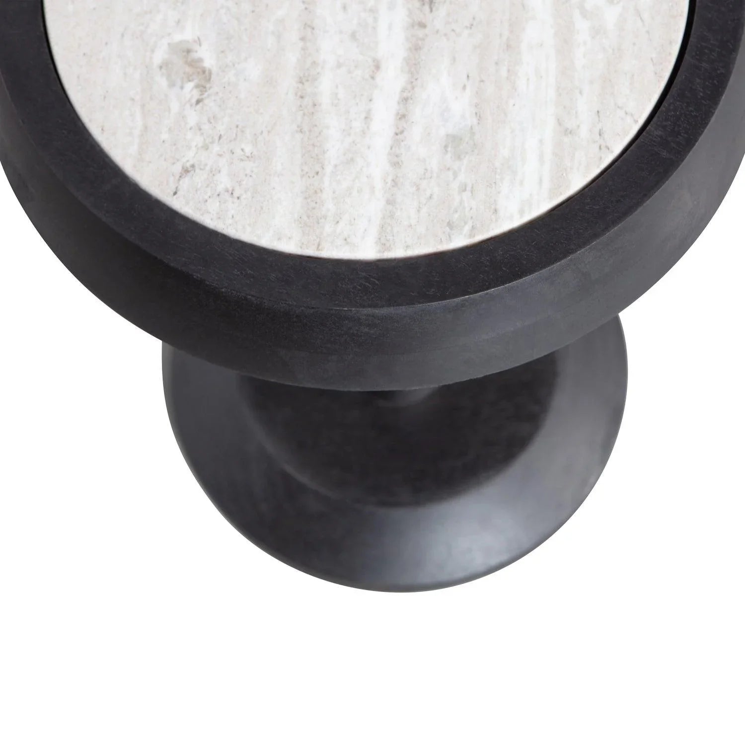 NANNE SIDETABLE MANGO WOOD BLACK WITH MARBLE TOP - PARIS14A.RO