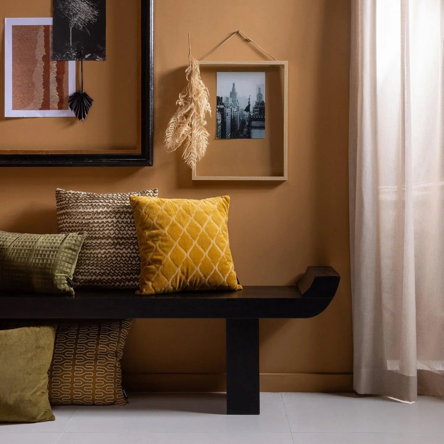 NIMA CUSHION WITH CHENILLE EMBROIDERY WARM YELLOW 40x60CM - PARIS14A.RO