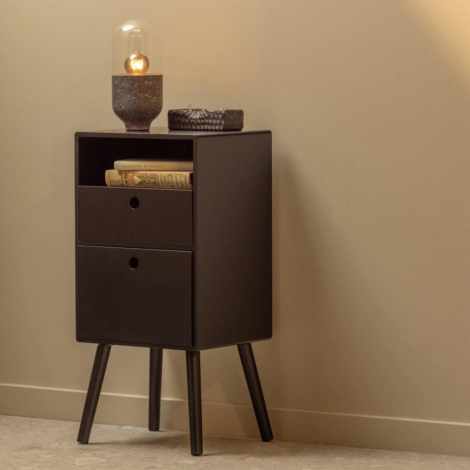 OZZY NIGHTSTAND HIGH WOOD BLACK - PARIS14A.RO
