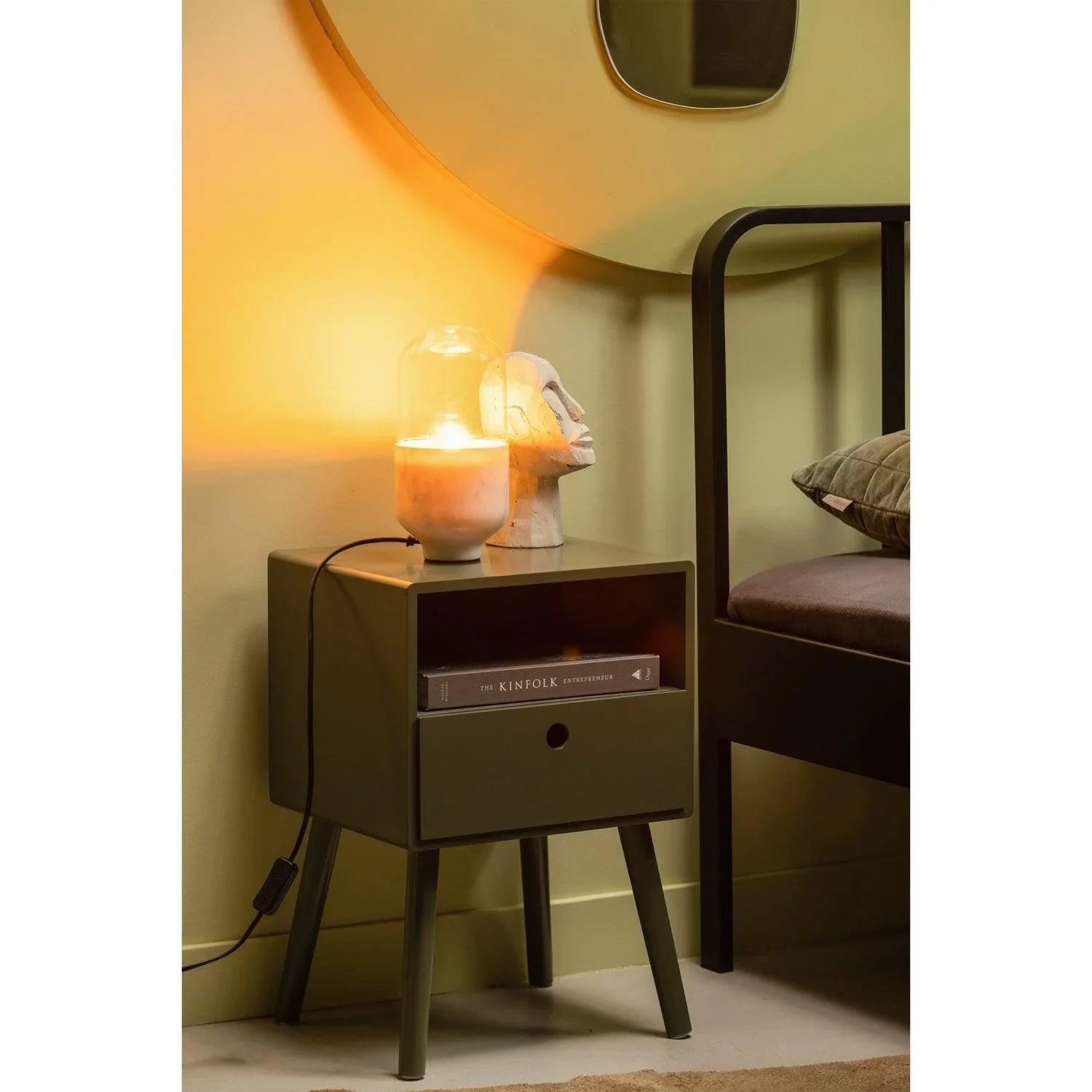 OZZY NIGHTSTAND WOOD WARM GREEN - PARIS14A.RO