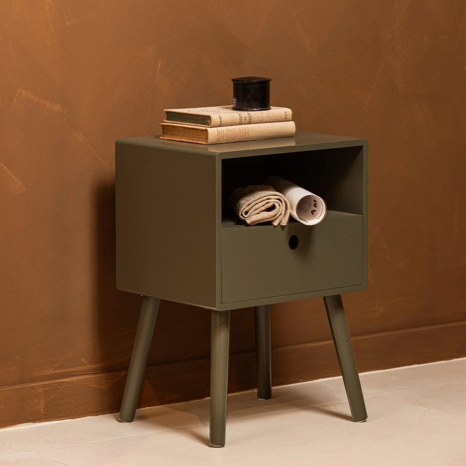 OZZY NIGHTSTAND WOOD WARM GREEN - PARIS14A.RO