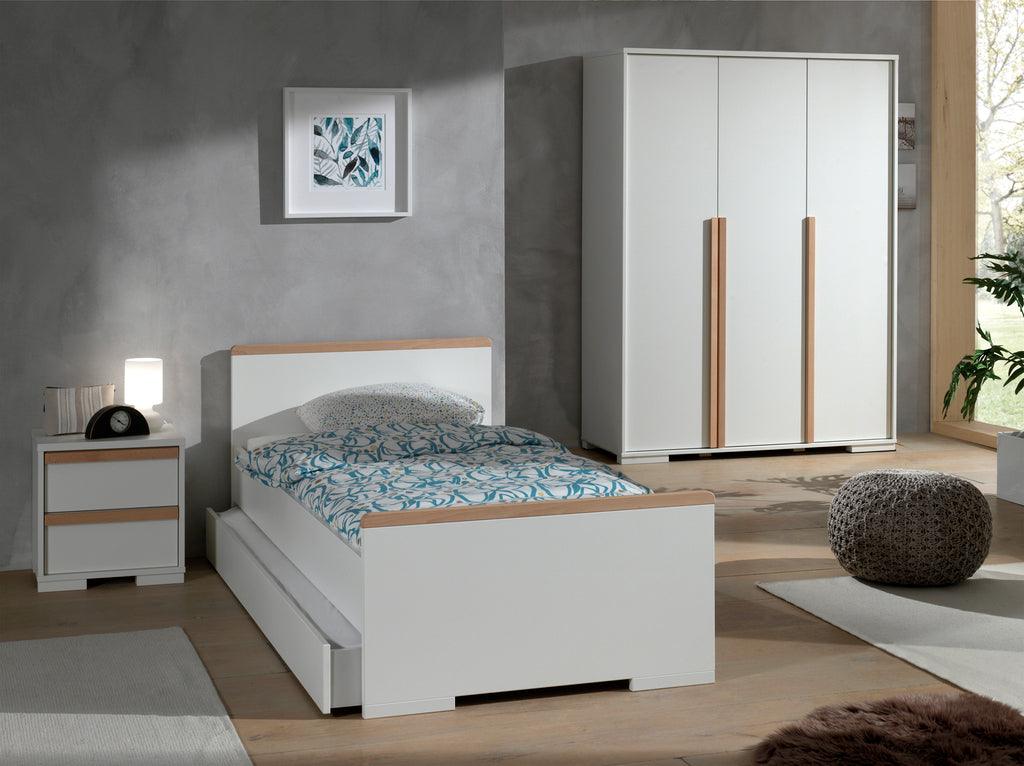 <p>Deze LONDON combinatie in wit bestaat uit een bed (90x200) met bijhorend rolbed, nachtkastje en 3-deurs kleerkast.<br></p> - PARIS14A.RO