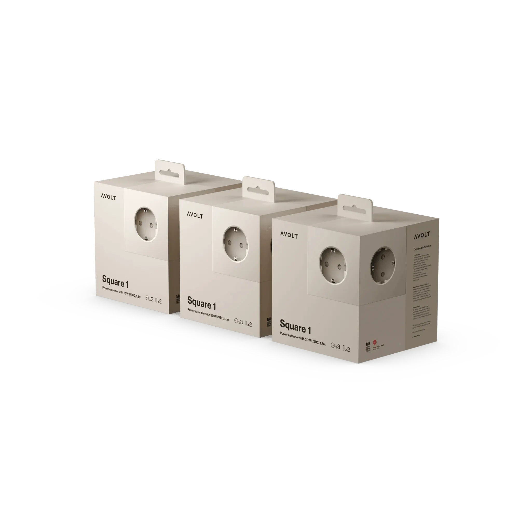 Pachet de 3 Prelungitoare tip cub Square 1 USB-C - Culoare Sand - Avolt - PARIS14A.RO