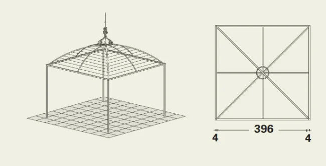 Pavilion Tibisco 404 x 404 complet cu 4 stalpi - Unopiù - PARIS14A.RO