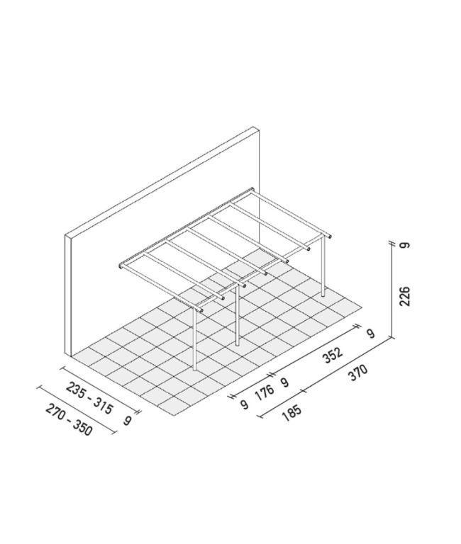 Pergola atasata extensibila Nagi - Unopiù - PARIS14A.RO