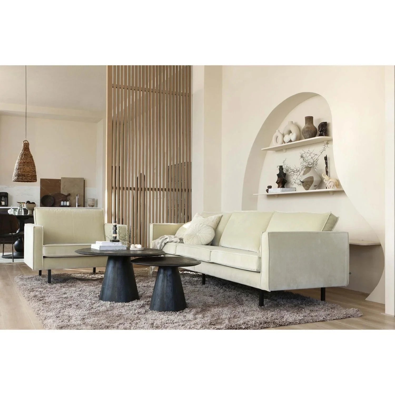 POSTURE COFFEE TABLE MANGO WOOD BLACK Ø120CM - PARIS14A.RO