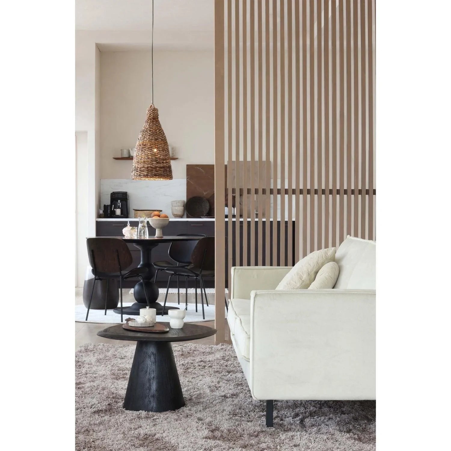 POSTURE COFFEE TABLE MANGO WOOD BLACK Ø70CM - PARIS14A.RO