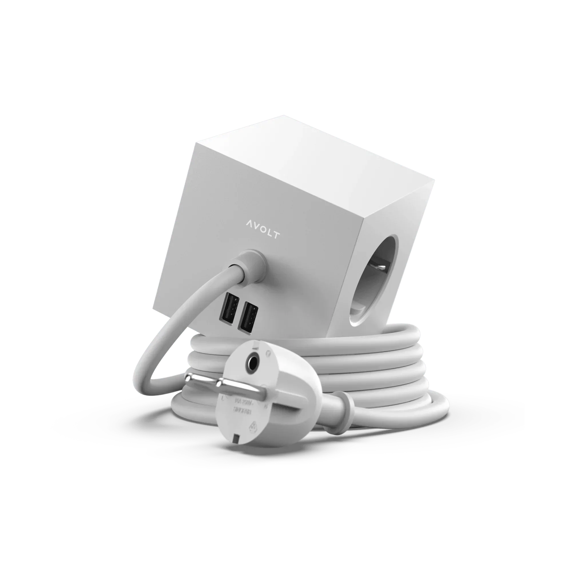 Prelungitor tip cub Square 1, 3 prize, 2 USB - Culoare Grey - Avolt - PARIS14A.RO