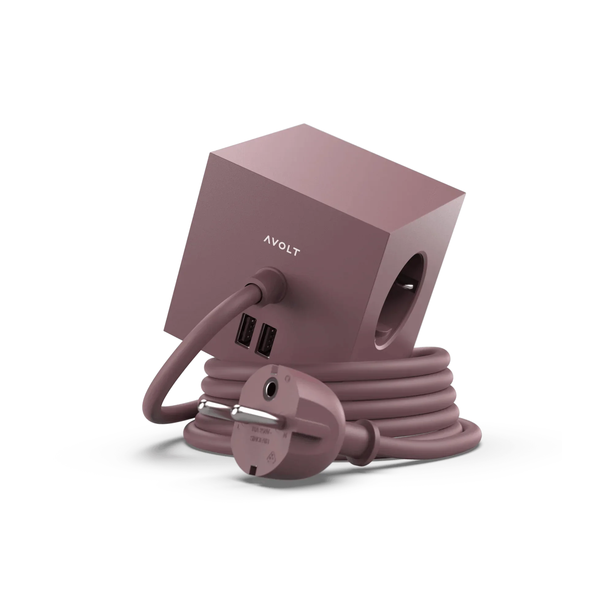 Prelungitor tip cub Square 1, 3 prize, 2 USB - Culoare Rusty Red - Avolt - PARIS14A.RO