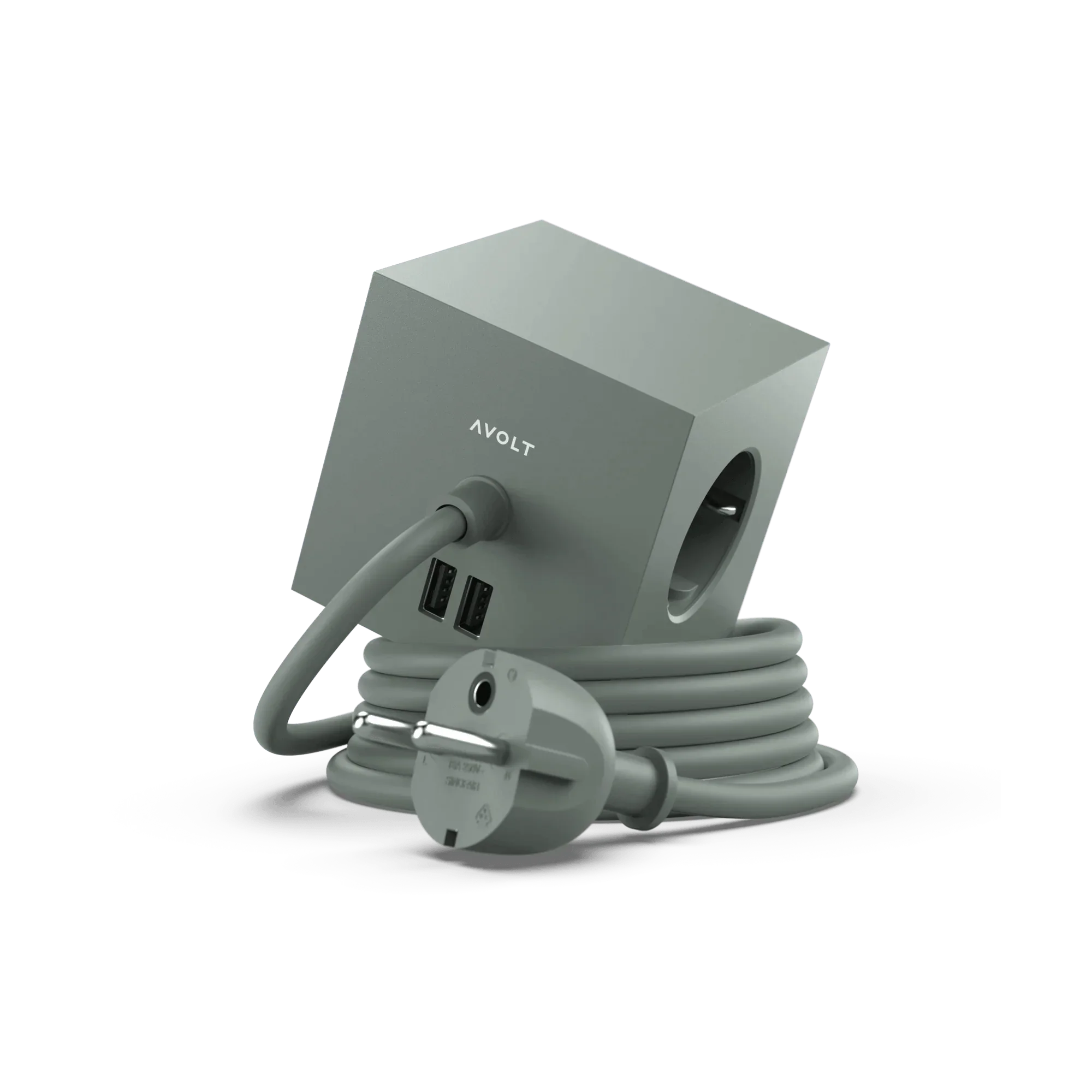 Prelungitor tip cub Square 1, 3 prize, 2 USB tip C - Culoare Oak Green - Avolt - PARIS14A.RO