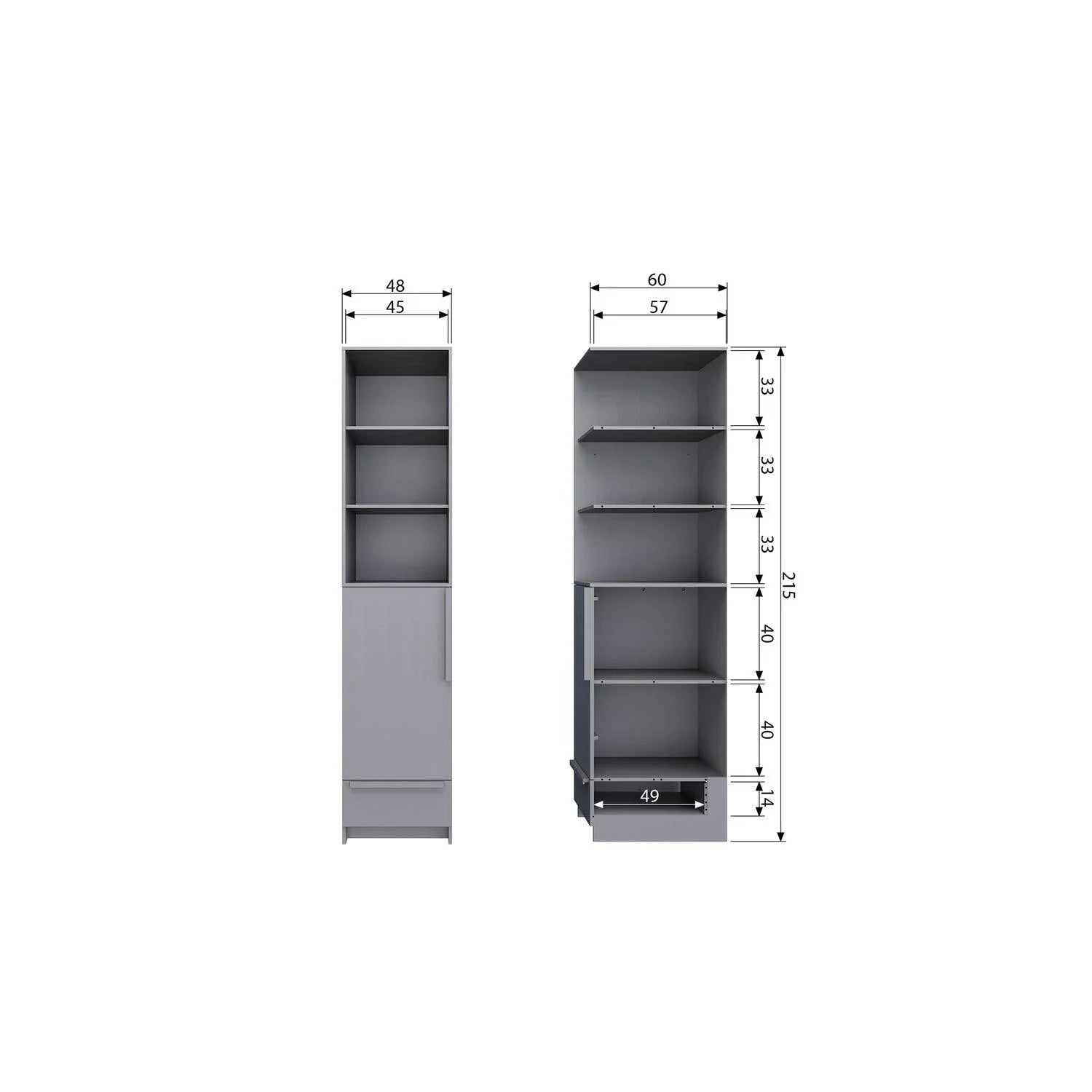 PURE 1 DRS WARDROBE CONCRETE GREY SPLIT - PARIS14A.RO