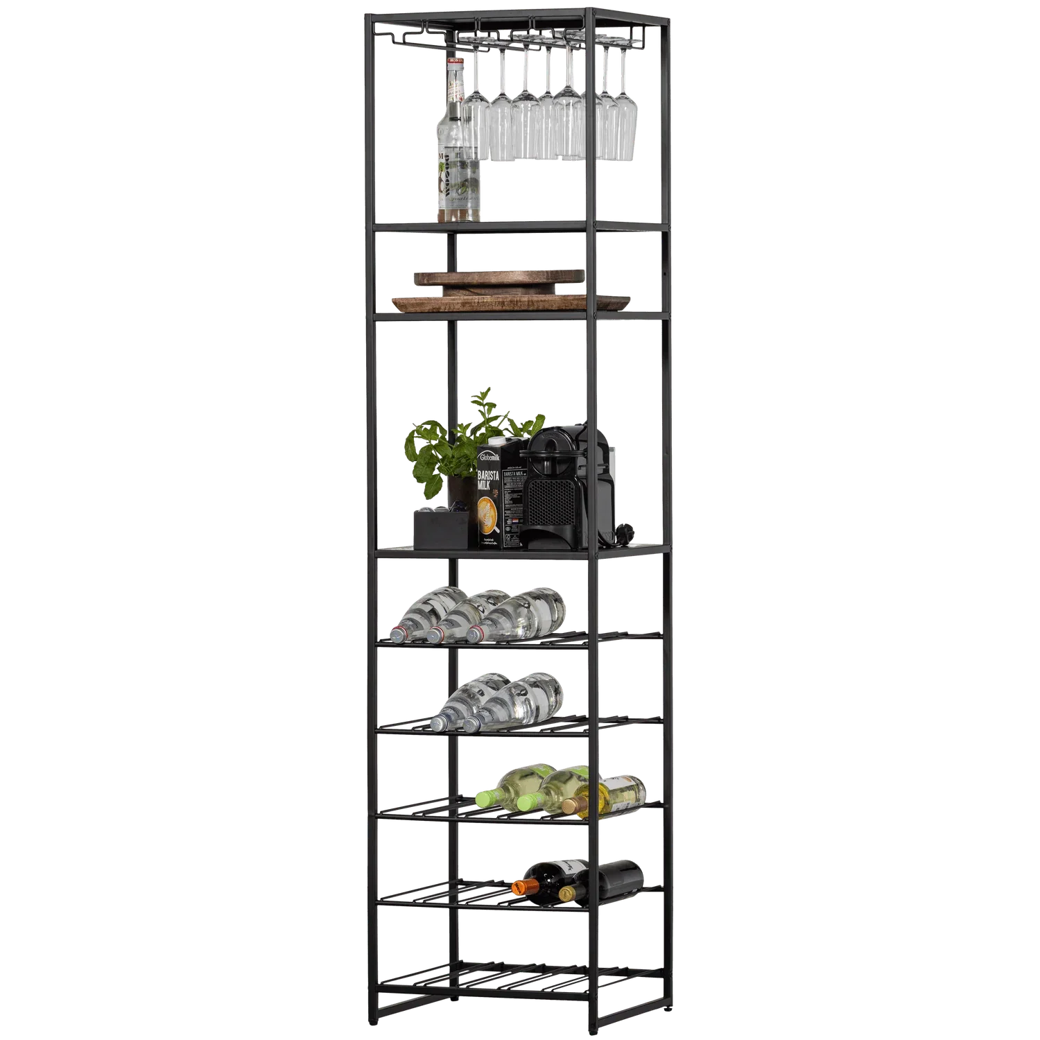 REESE MULTIPURPOSE WINE/BEVERAGE RACK METAL BLACK - PARIS14A.RO
