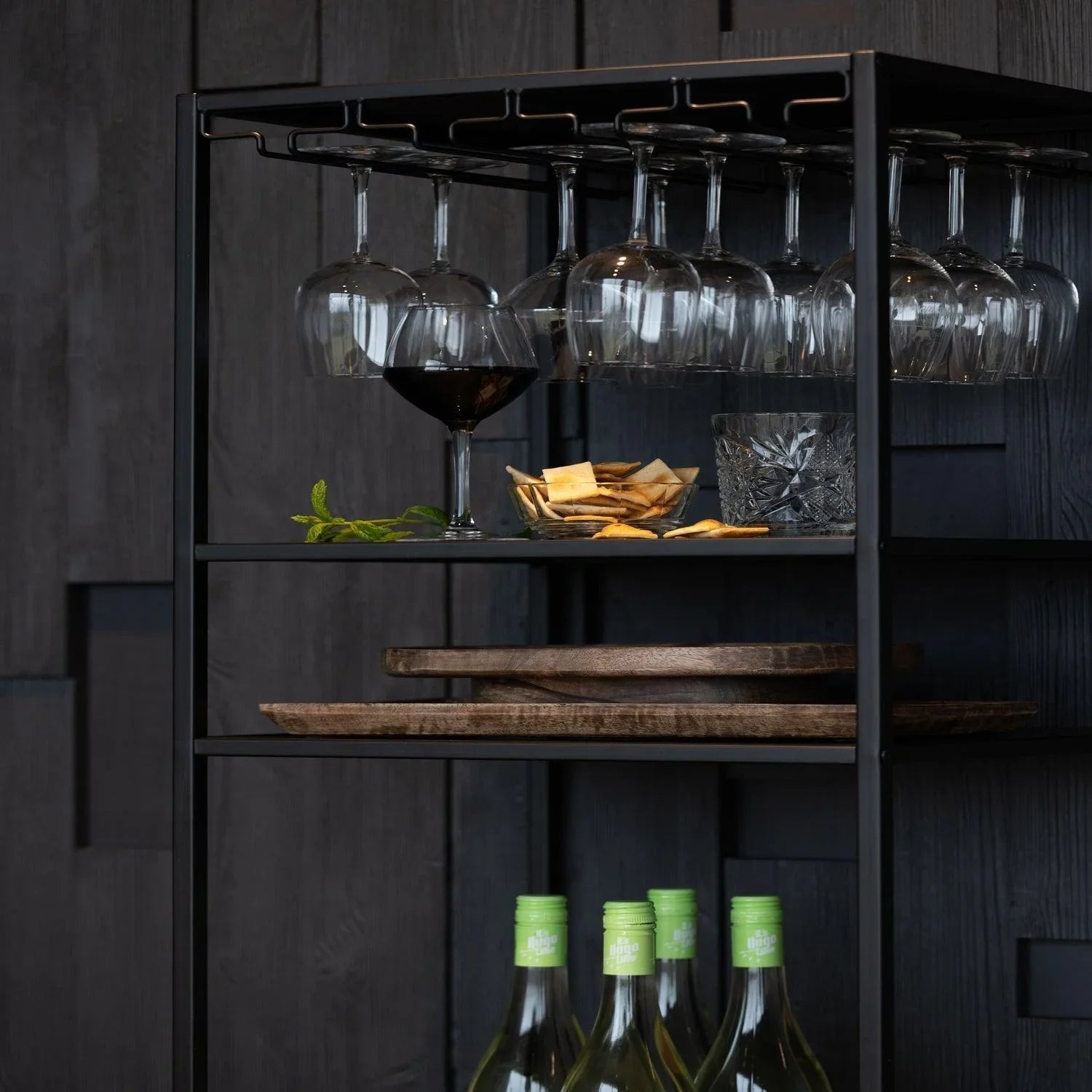 REESE MULTIPURPOSE WINE/BEVERAGE RACK METAL BLACK - PARIS14A.RO