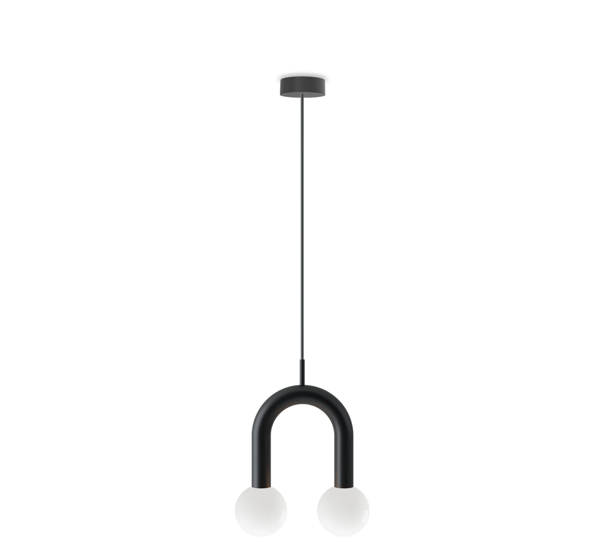 Candelabru suspendat Robin Rigoberta Pendant – fier, sticlă opal, negru mat, cablu textil, E14 – iluminat design pentru living și dining