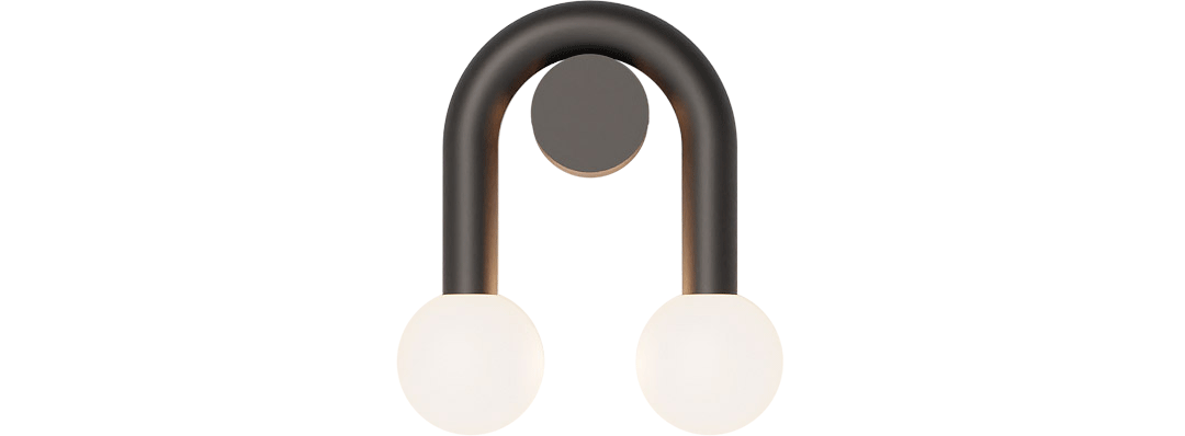 Aplica de perete Robin Rigoberta Wall Direct Curved – fier, sticlă opal, negru mat, E14 – iluminat design pentru living și hol