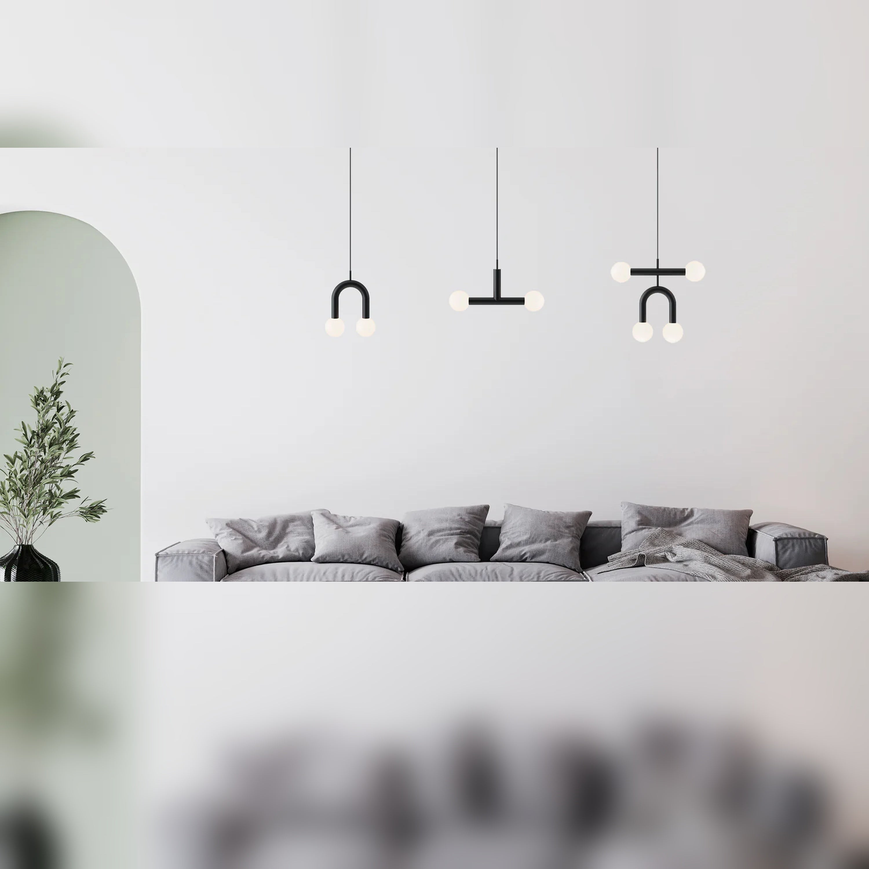 Candelabru suspendat Robin Rigoberta Pendant – fier, sticlă opal, negru mat, cablu textil, E14 – iluminat design pentru living și dining