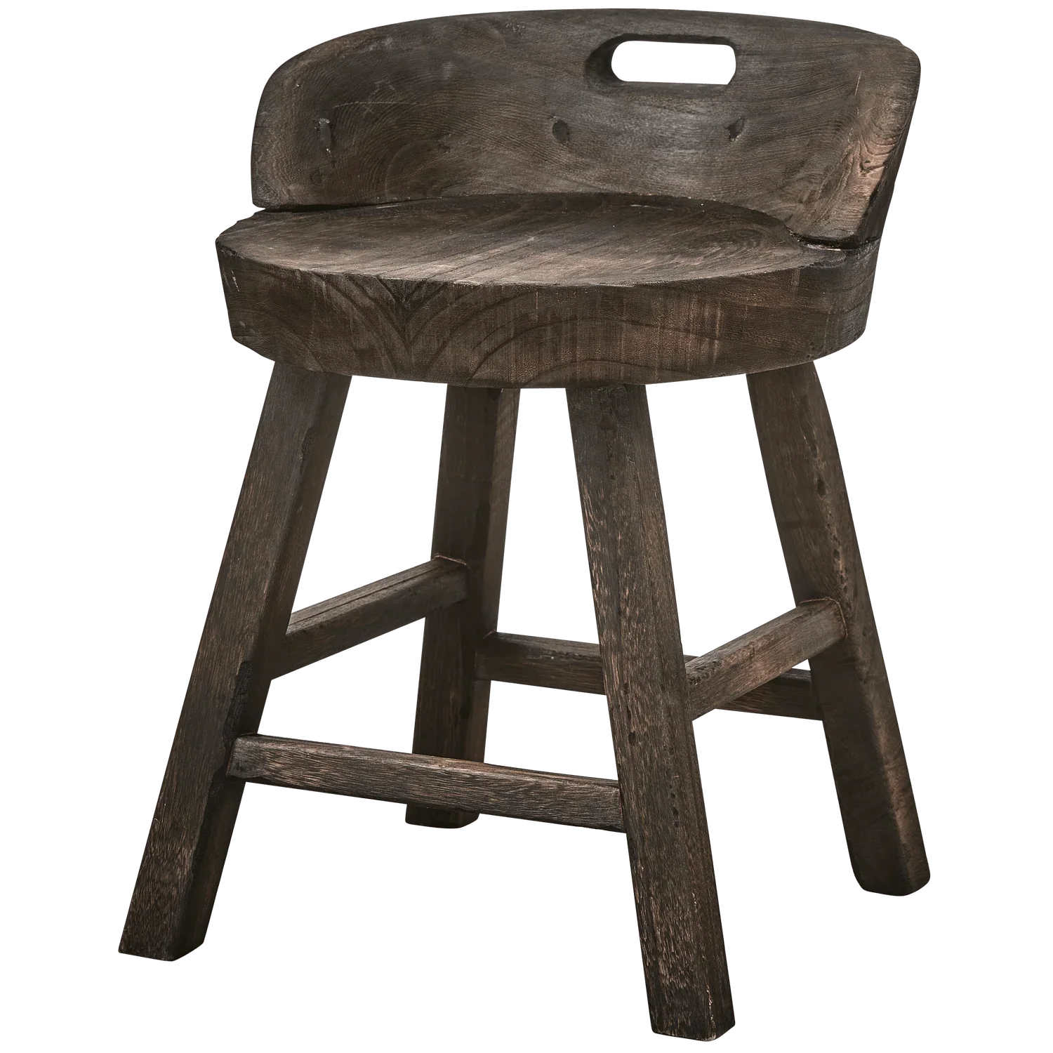 ROSALIE DECORATIVE STOOL/CHAIR WOOD DARK BROWN - PARIS14A.RO
