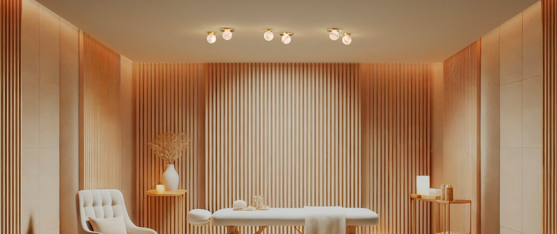 Aplica / plafonieră premium Robin Royal Rock – alamă aurie & alabastru, IP44, LED, Ø9 cm – iluminat decorativ de design pentru baie și living