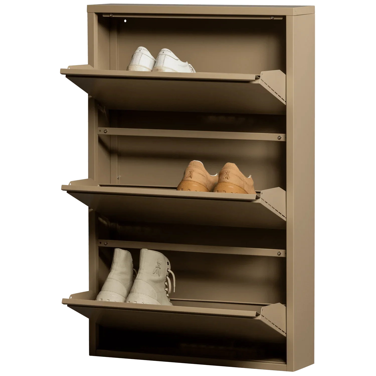 SABINE 3-COMPARTMENT SHOE CABINET METAL SAND - PARIS14A.RO