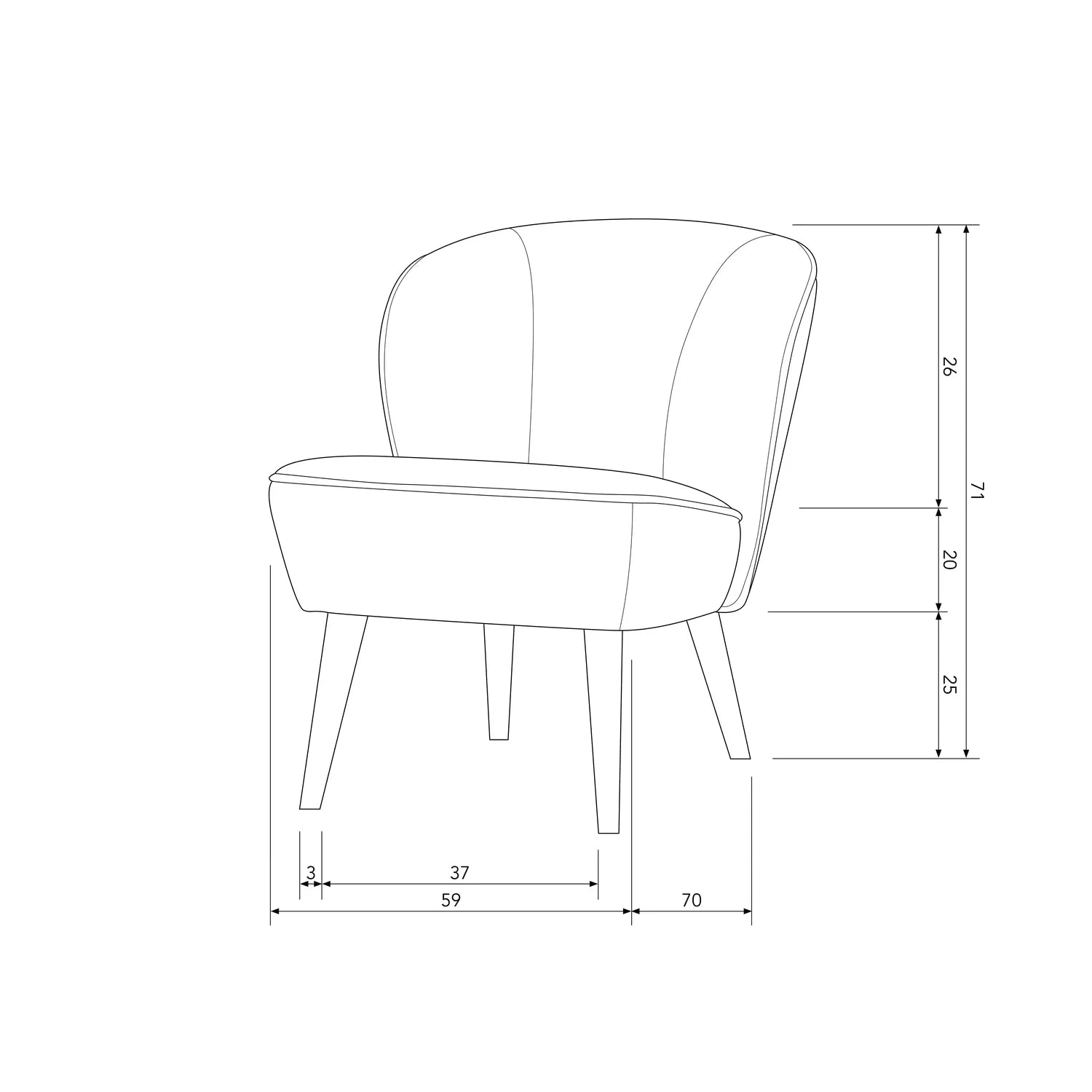 SARA ARMCHAIR VELVET KHAKI - PARIS14A.RO