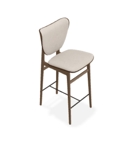 Scaun de bar Elephant din stejar cu tapiterie frontala din tesatura Keiga - Norr11 - PARIS14A.RO