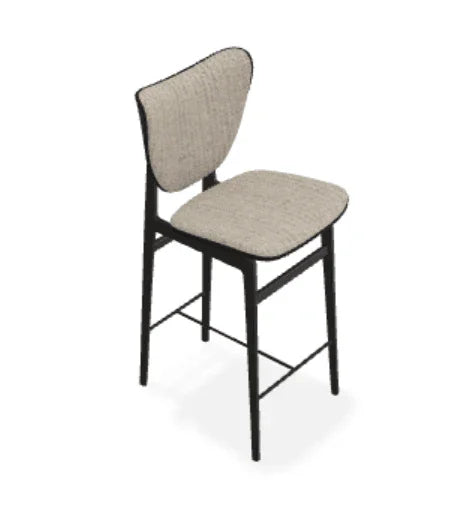 Scaun de bar Elephant din stejar cu tapiterie frontala din tesatura Savanna - Norr11 - PARIS14A.RO