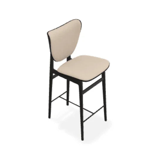 Scaun de bar Elephant din stejar cu tapiterie frontala din tesatura Zero - Norr11 - PARIS14A.RO