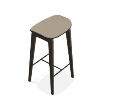 Scaun de bar fara spatar NY11 din stejar cu sezut din piele Spectrum - Norr11 - PARIS14A.RO