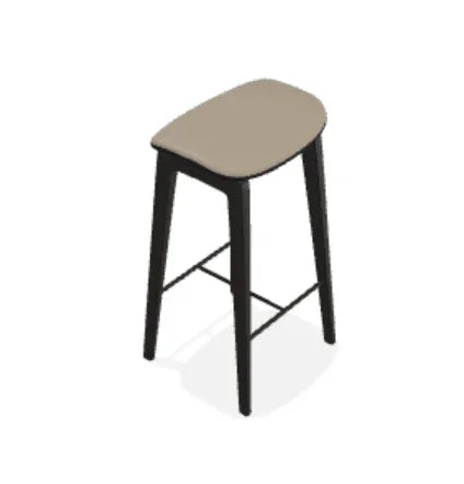 Scaun de bar fara spatar NY11 din stejar cu sezut din piele Spectrum - Norr11 - PARIS14A.RO