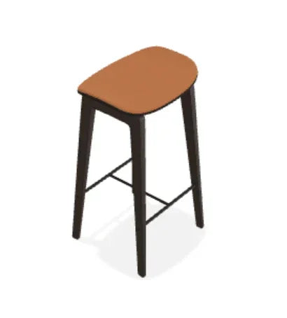 Scaun de bar fara spatar NY11 din stejar cu sezut din piele Terra - Norr11 - PARIS14A.RO