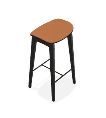 Scaun de bar fara spatar NY11 din stejar cu sezut din piele Terra - Norr11 - PARIS14A.RO