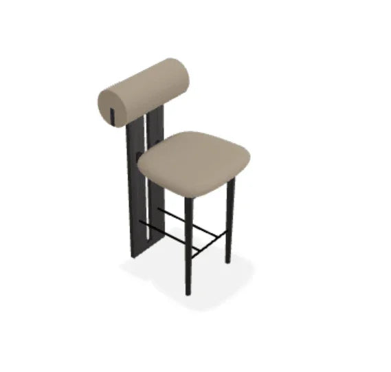 Scaun de bar Hippo din stejar cu tapiterie din piele Spectrum - Norr11 - PARIS14A.RO