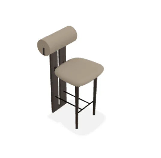 Scaun de bar Hippo din stejar cu tapiterie din piele Spectrum - Norr11 - PARIS14A.RO