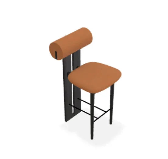 Scaun de bar Hippo din stejar cu tapiterie din piele Terra - Norr11 - PARIS14A.RO