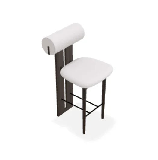 Scaun de bar Hippo din stejar cu tapiterie din tesatura Alpaca - Norr11 - PARIS14A.RO