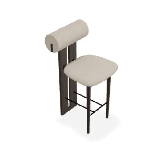 Scaun de bar Hippo din stejar cu tapiterie din tesatura Fiord - Norr11 - PARIS14A.RO