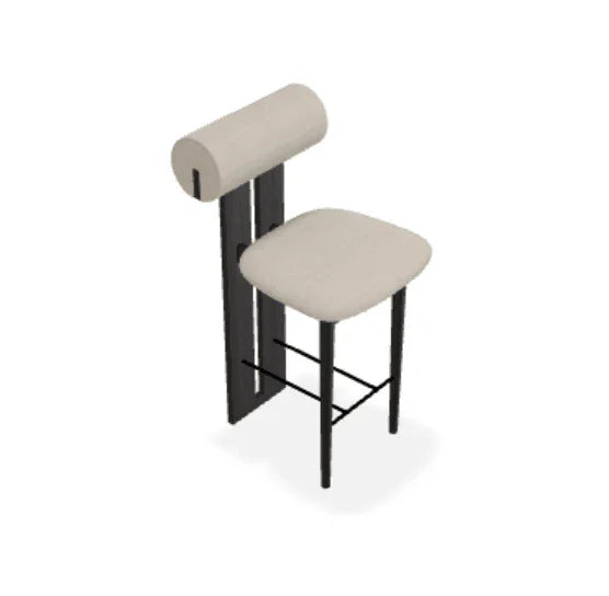 Scaun de bar Hippo din stejar cu tapiterie din tesatura Fiord - Norr11 - PARIS14A.RO